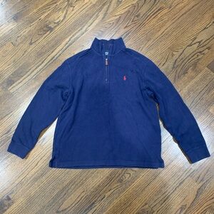 Good Condition Polo by Ralph Lauren Quarter Zip Cotton Sweater Navy Men’s L